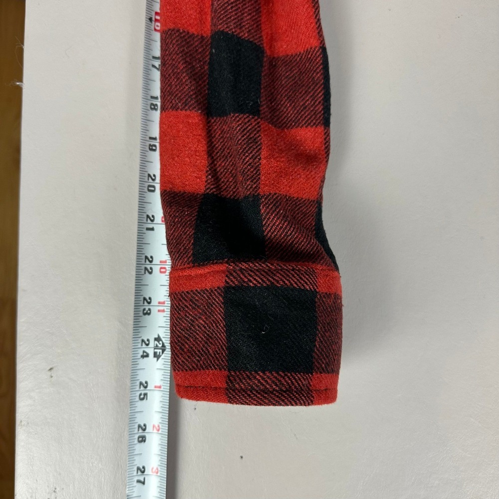 Vtg 70s Sears Kings Road Buffalo Plaid Wool Shirt Jacket CPO Red Black XL - Picture 10 of 11